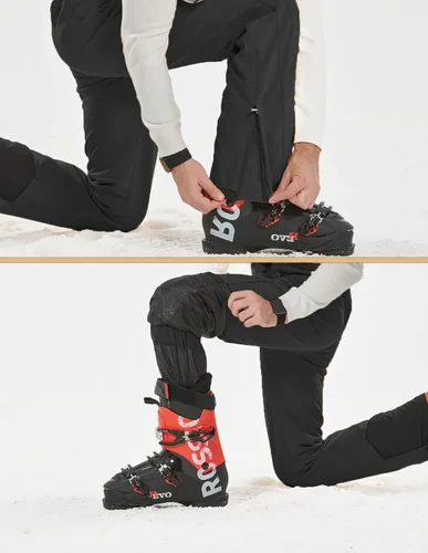 Vista 5 de fit space Pantalones de esquí para hombre, impermeables, 0.591 in, tirantes extraíbles, aislados, cálido, invierno, senderismo, snowboard, forro