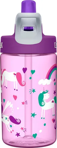 Vista 6 de CamelBak Eddy Kids Big Bite Valve - Botella de agua con pajilla, unicornios, 12 onzas