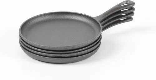 Vista 9 de HAWOK Plancha redonda de hierro fundido de 5 pulgadas, sartén pre-sazonada para crepé, juego de 6..