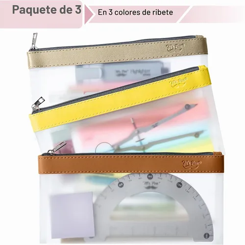 Vista 2 de Mr. Pen - Estuche transparente para lápices, paquete de 3, estuche transparente para lápices, bolsas para lápices Otoño