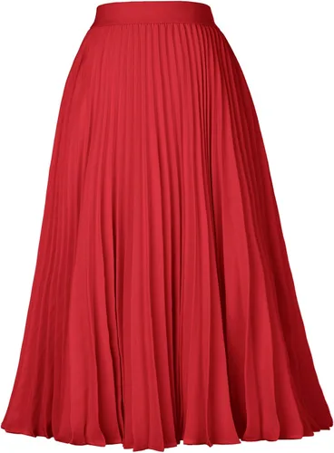 Vista 67 de GRACE KARIN - Falda plisada de gasa para mujer, con cintura alta y elástica, vuelo, corte acampanado y longitud por debajo de la rodilla