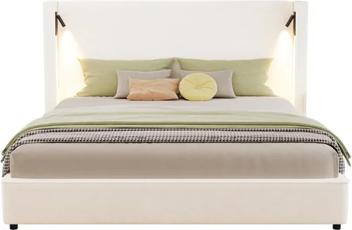 Vista 16 de Christopher Knight Home Hazel - Cama de cabecera tamaño King tapizada de 49.20 pulgadas de alto, plataforma de soporte de panel de listones,