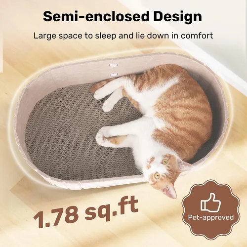 Vista 2 de FUKUMARU Rascador para gatos, cama rascador de gatos con forma de sofá de 24 pulgadas, tabla rascador reversible desmontable para gatos