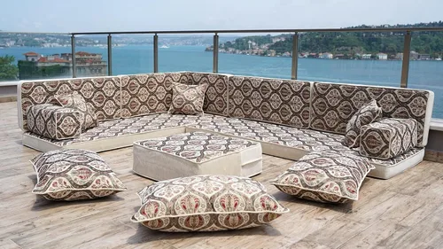 Vista 3 de arabicsofa Handmade Gray Modular Arabic Floor Sofa Set – Low Seating Majlis Sectional with Backrest Pillows for Living Room