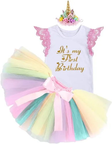 Vista 7 de Disfraz de princesa para bebé y niña de primer cumpleaños, con diseño de unicornio y falda tutú arcoíris (zapatos)