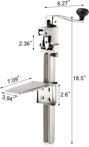 Vista 9 de New Star Foodservice 7006841 Abrelatas de mesa manual con base de acero plateado para latas de hasta 11" de alto