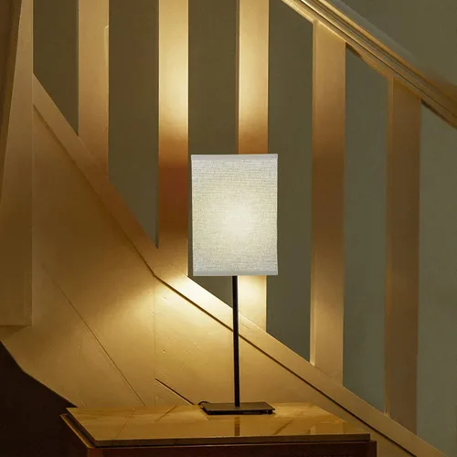 Vista 7 de Pantalla cuadrada de tela para lámpara, soporte de lámpara de lino natural, repuesto para lámpara de mesa y luz de pie (gris claro)
