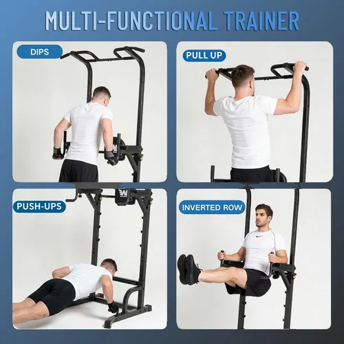 Vista 4 de BARWING Power Tower - Estación de barra de dominadas de altura ajustable para gimnasio en casa, equipo de entrenamiento de fuerza, 550 libras