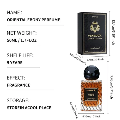 Vista 9 de Venrock Oriental Oud Noir EDP Spray 1.7 fl oz – Perfume oriental Woody para hombre, aroma árabe de larga duración, premium para ocasiones especiales