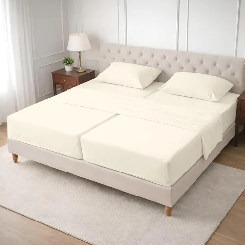 Vista 45 de SGI bedding Sábana Queen de 28 pulgadas con cabecera flexible y parte superior dividida, 100% algodón egipcio - 600 número de hilos, sábanas