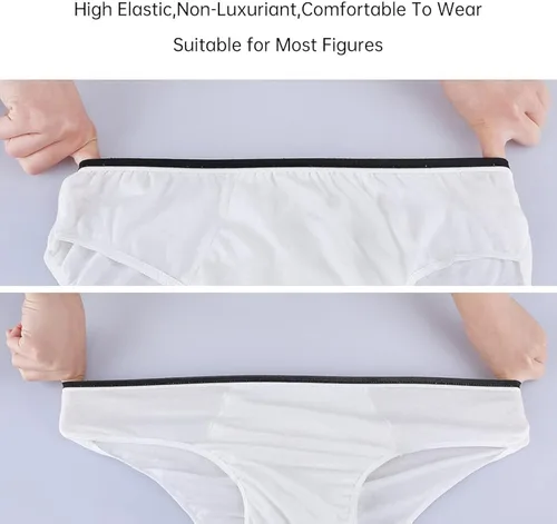 Vista 4 de 20 Packs Mens Cotton Disposable Underwear Panties Portable Briefs for Travel Fitness Hotel Spa Hospital Stays