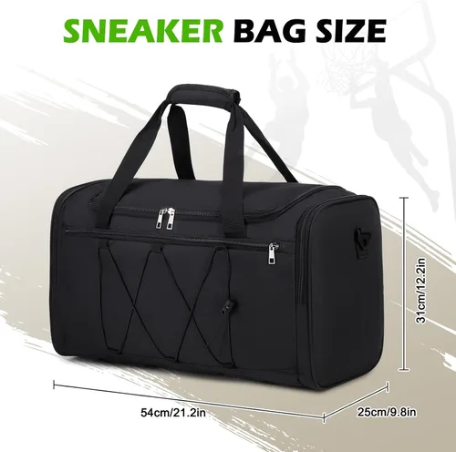 Vista 2 de Bolsa de lona para tenis para viajes, NEGRO-VERDE, Viajes