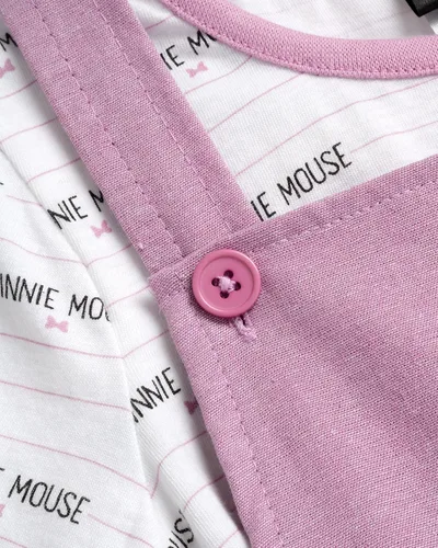 Vista 3 de Disney Vestido de Minnie Mouse para niña, 2 piezas, suéter y camiseta de manga corta de algodón (bebéniñas pequeñas)