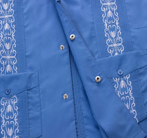 Vista 3 de Camisas Guayabera para Hombre de Manga Corta Casual con Botón