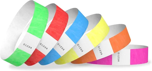 Vista 16 de 600 Pulseras Tyvek Negras WristCo para Eventos - Pulseras de Papel Cómodas Resistentes a Desgarros Brazaletes de Identificación para Muñeca
