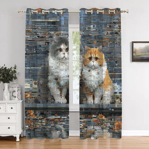 Vista 36 de Maritime Ocean Blackout Tier Curtains, Anchors Nautical Art Half Window Drapes for Kitchen with Rod Pocket,Room Darkening 2 Pack 26X24 Inches