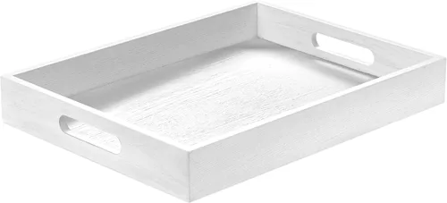 Vista 12 de ATZYmolin - Bandeja de madera para servir con asas, bandeja decorativa rectangular otomana para el hogar, bandeja de tocador para desayunos, cenas