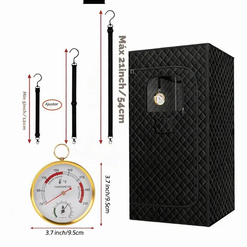 Vista 2 de Combo de termómetro de sauna Fahrenheit e higrómetro con soporte de cordón, termómetro colgante para sala de sauna, sauna de vapor portátil, rango