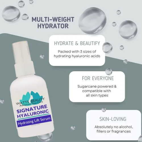 Vista 3 de Signature - Suero antiarrugas de ácido hialurónico 100% puro, el mejor ácido hialurónico para la cara, sin parabenos, hidratante perfecto