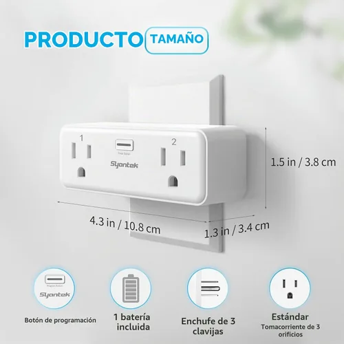 Vista 8 de Syantek - Interruptor de toma de corriente con control remoto con 2 tomas de control independientes, juego de interruptor de luz remoto inalámbrico