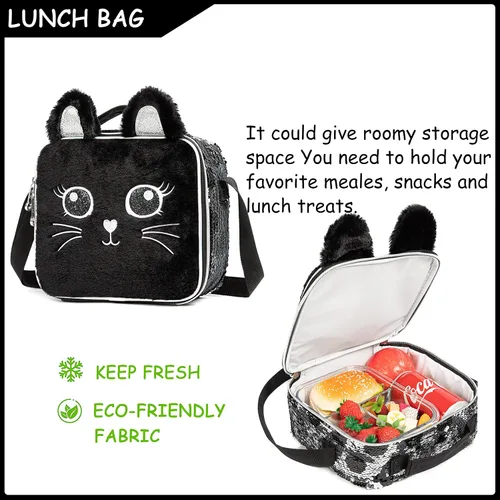 Vista 3 de Mochila con ruedas para niñas, mochila con ruedas y bolsa de almuerzo para niñas, maleta con ruedas