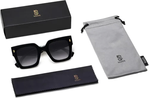 Vista 24 de SOJOS Gafas de sol cuadradas vintage de gran tamaño para mujer, estilo retro, de lujo, grandes, UV400 SJ2194