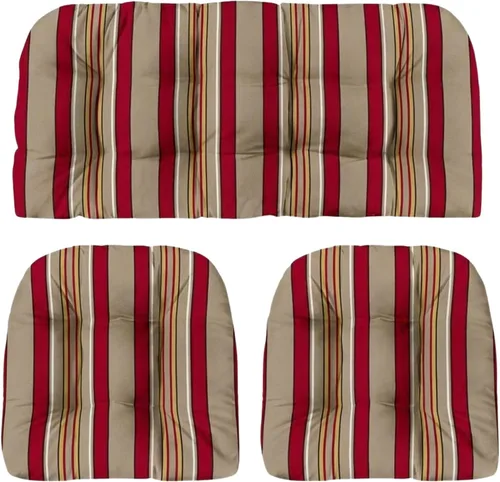 Vista 34 de RSH DECOR: Sunbrella - Juego de 3 cojines de mimbre copetudos 41 x 19 pulgadas y 19 x 19 pulgadas Fabricado con tela de rendimiento Sunbrella