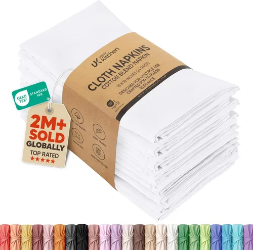 Vista 16 de Utopia Kitchen Servilletas de tela blanca, 12 unidades, 18 x 18 pulgadas, mezcla de algodón absorbente, lavables y reutilizables, para cenas 2-Blanco