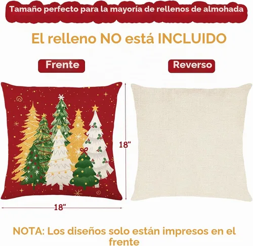 Vista 3 de Juego de 16 fundas de almohada de Navidad de 45 x 45 cm, fundas de almohada para sofá, cama, fundas de cojín decorativas de Navidad para decoración