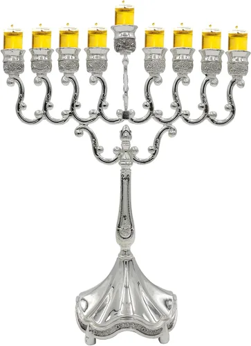 Vista 40 de Majestic Giftware Menorá de Janucá chapada en plata con diseño de cuentas (MN-HA123) Compatible con velas estándar de Janucá Calidad duradera