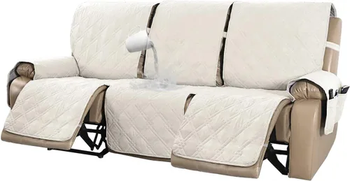 Vista 20 de Turquoize Funda impermeable para silla reclinable pequeña para mascotas reclinables, fundas acolchadas para sofá para cuero antideslizante Beige