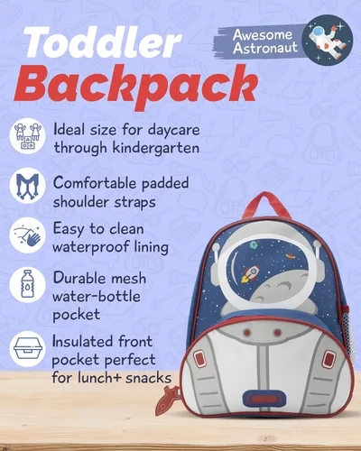 Vista 2 de JOY2B Mochila para niños y niñas - Mochila para niñas y niños - Mochila para niños para la escuela - Mochila preescolar, Astronauta impresionante