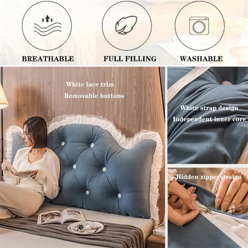 Vista 4 de Almohada para cabecera ZZYK Full King Queen Twin, almohada grande de lectura, almohada de respaldo en forma de cuña para soporte y posicionamiento