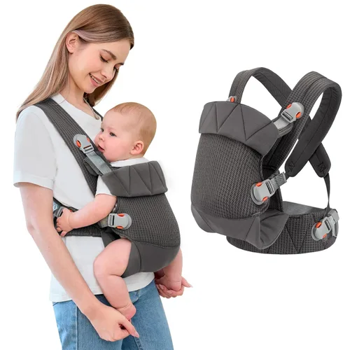 Vista 8 de IULONEE Portabebés Wrap Mochila para bebés recién nacidos a niños pequeños Negro