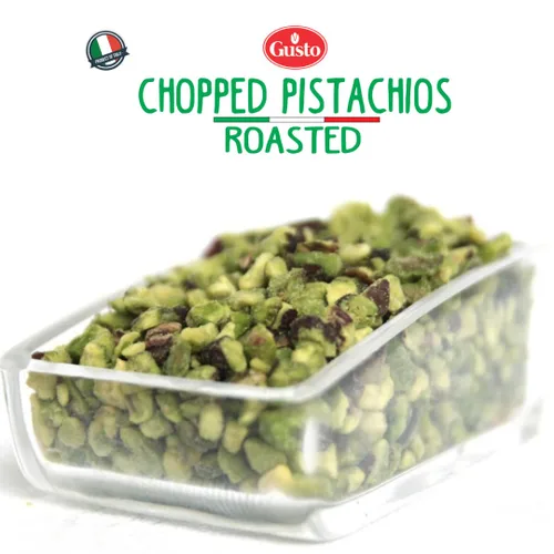 Vista 3 de GUSTO ETNA Pistachos picados asados, desmenuzables secos sin sal 2.2 lb (1 kg) Crumbles de pistacho italiano para gelato, helados, postres