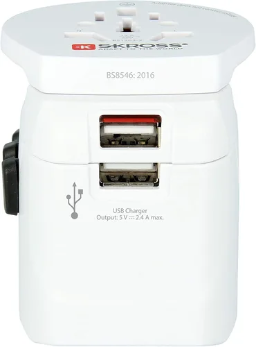 Vista 5 de SKROSS Pro Light World - Adaptador de viaje con USB Adaptador de viaje de 3 polos con sistema deslizante Diseñado para más de 200 países