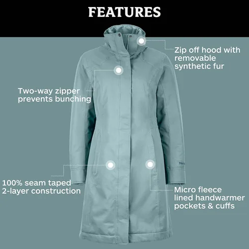 Vista 4 de Marmot Chelsea Abrigo impermeable para mujer, relleno de poder de 700