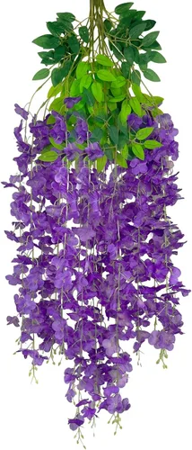 Vista 59 de Paquete de 5 guirnaldas de flores colgantes de glicina rosa, enredaderas de flores artificiales de 3.77 pies, glicinia falsa, guirnalda colgante