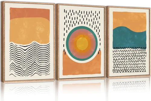 Vista 57 de HPINUB - Lienzo decorativo abstracto moderno para pared, juego de 3 impresiones artísticas enmarcadas, pintura de pared grande en blanco y negro, 16