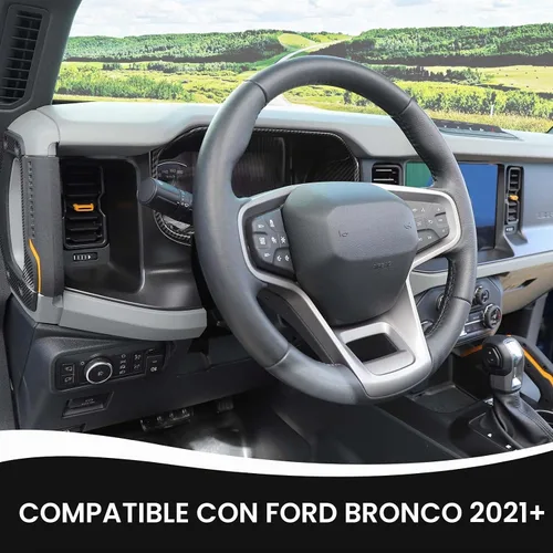 Vista 3 de RAZPOY Cubierta para tablero de instrumentos Bronco, cubierta de tablero de control central compatible con accesorios interiores de fibra de carbono