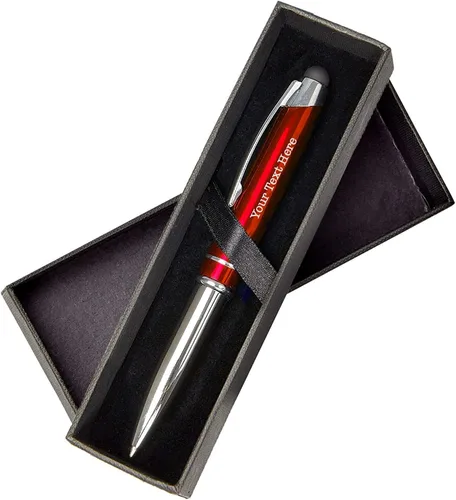 Vista 2 de Bolígrafo personalizado, bolígrafo 3 en 1, lápiz táctil y linterna, personalizado para hombres, mujeres, recuerdos de fiesta de adultos, Negro