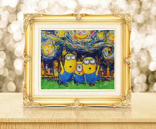 Vista 2 de Uhomate Pósteres inspirados en dibujos animados de Vincent Van Gogh de noche estrellada para el hogar, lienzo para decoración de pared, cuarto