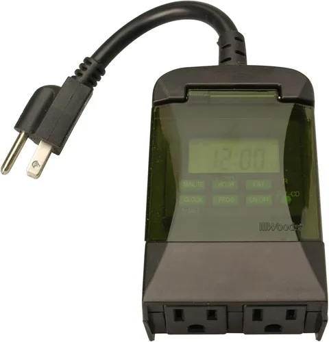 Vista 3 de Woods 50014WD Temporizador digital enchufable para exteriores de 7 días, 2 tomas de tierra