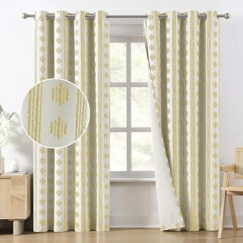 Vista 16 de Melodieux Cortinas bohemias 80% opacas de 63 pulgadas de largo para dormitorio, sala de estar, oscurecimiento de sala de estar, cortinas