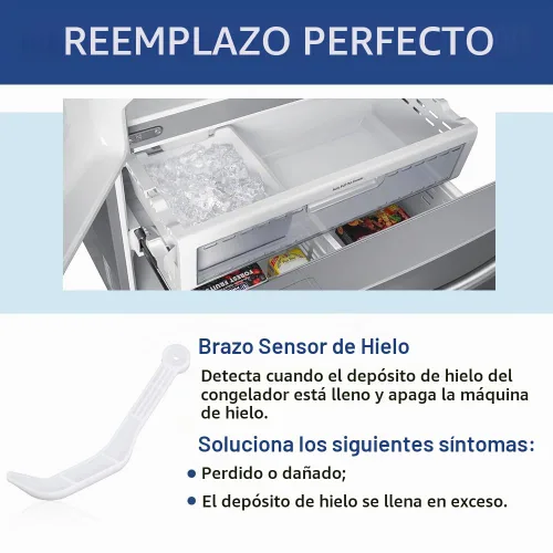 Vista 3 de DA61-05435A Guía completa de hielo para nevera, pieza de repuesto de brazo de nivel de apagado apto para refrigeradores Samsung