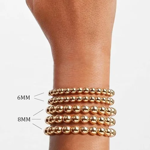 Vista 3 de Juego de 5 pulseras de perlas sintéticas para mujer, pulseras elásticas de cuentas para dama de honor, novia, joyería de fiesta