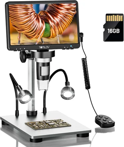 Vista 11 de TOMLOV Microscopio Digital DM9B de 7": Microscopio Lupa para Monedas 1080P 1200X, Microscopios de Soldadura LCD con Enfoque Ultra-Preciso de 12MP