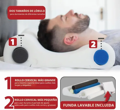 Vista 5 de Almohada cervical ajustable para aliviar el dolor de cuello, dormir de lado