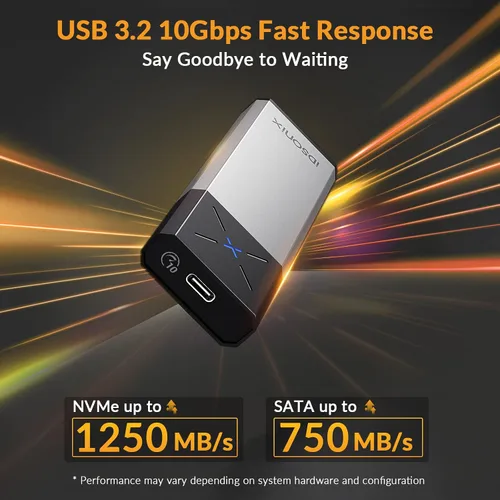 Vista 4 de iDsonix Carcasa SSD SATA M.2 NVMe, adaptador de aluminio sin herramientas, USB 3.2 Gen 2 10Gbps M2 SSD compatible con llaves M y B&M con ajuste UASP