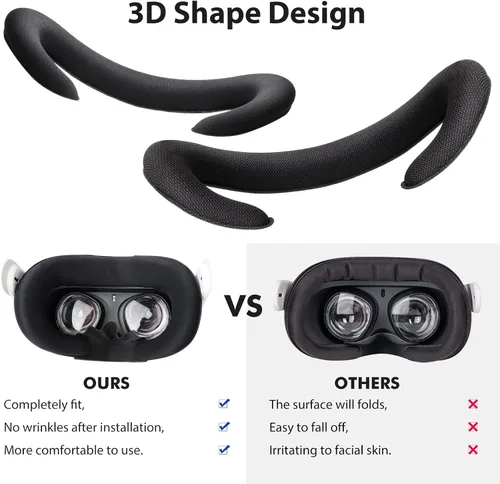 Vista 5 de HUIUKE VR Face Cushion Pad and Facial Interface Set for Quest 2 Removable Facial Interface Frame Two Foam Face Covers Replacement Anti-Leakage